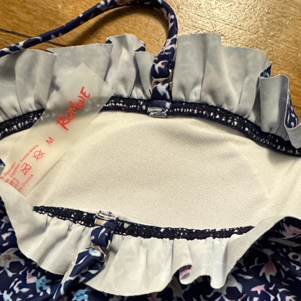 ROMWE Blue Floral Ruffled Swimsuit - Picture 8 of 8